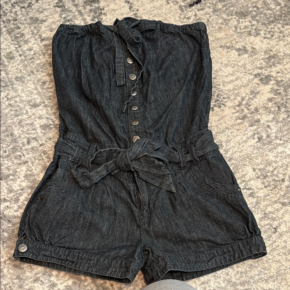Denim Button-Up Romper